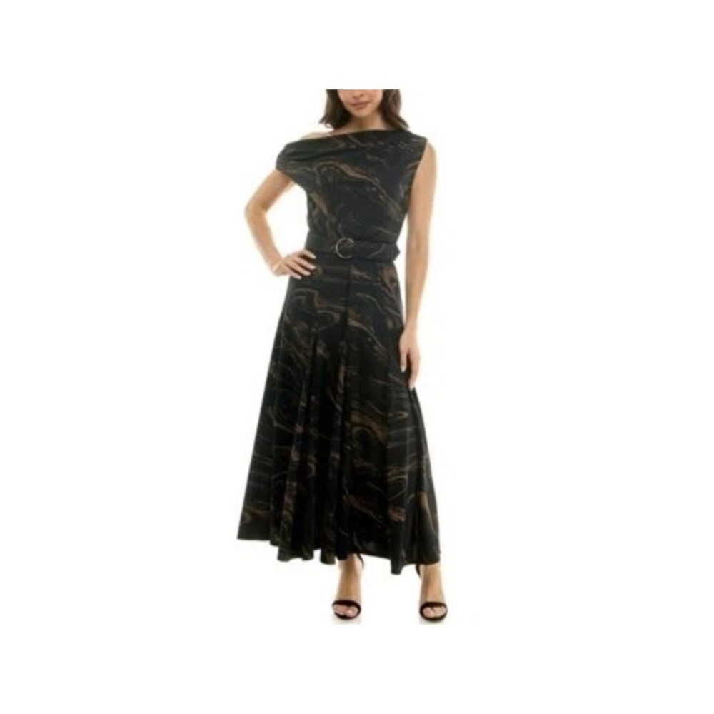 Taylor Womens Belted Off-The-Shoulde Bronze Dress (2)